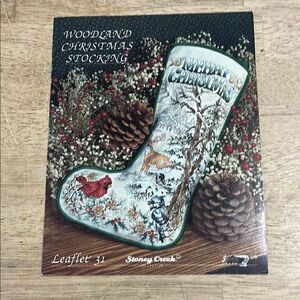 Cross Stitch Pattern Woodland Christmas Stocking Leaflet